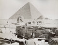 Giza Egypt Pyramids Sphinx Camels Desert Ruins Ancient Vtg. Photo 19thC.