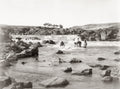 2nd Cataract River Nile Aswan Egypt Men Bathing Rapids Vtg. Photo 19thC.