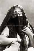 Veiled Woman Cairo Egypt Portrait Traditional Dress Jewelry Vtg. Photo 20thC.