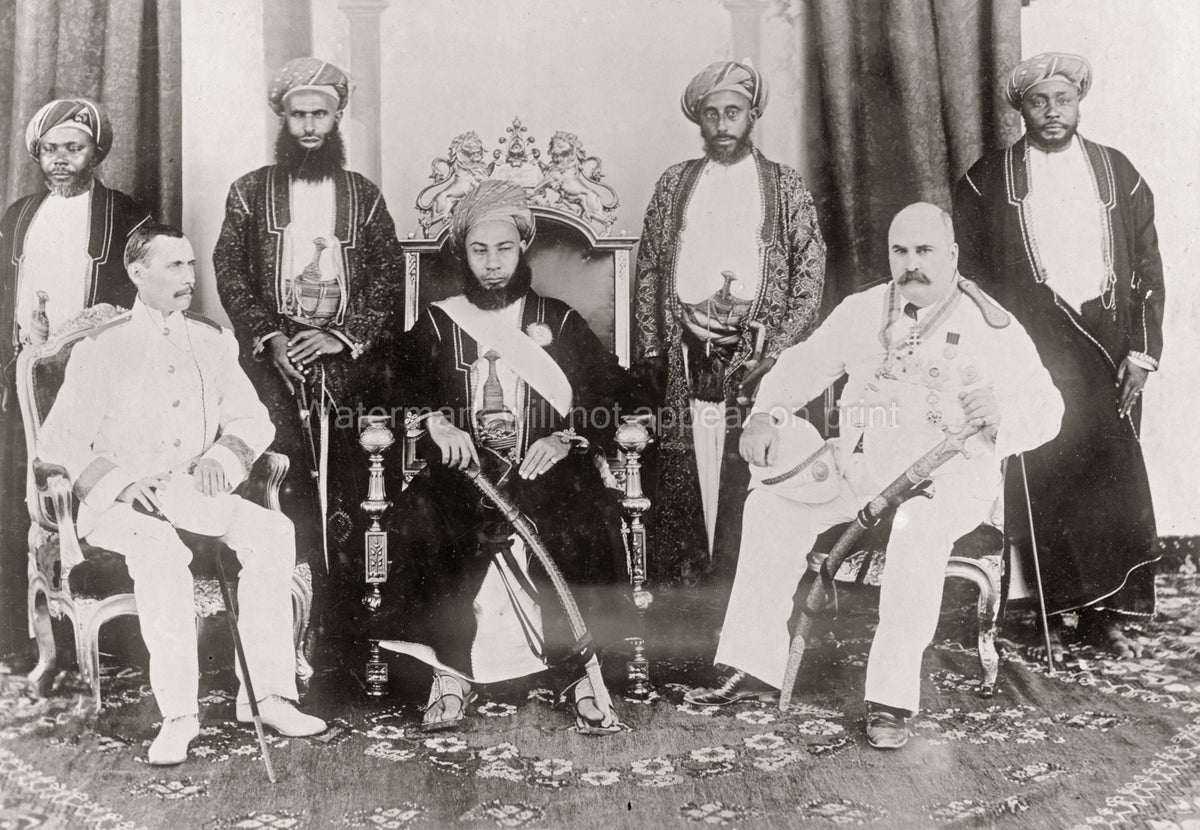 Sultan Hamad bin Thuwaini Zanzibar British Officials Group Vtg. Photo 19thC.