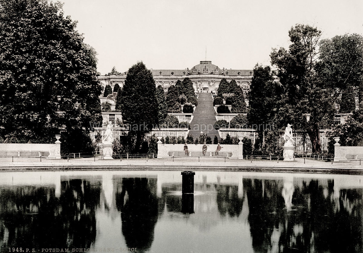 Sanssouci Palace Potsdam Germany Terraced Gardens Architecture Vtg. Photo 19thC.