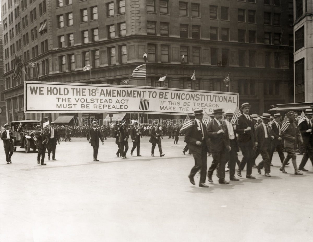 New York 5th Avenue Prohibition Protest Anti Volstead Act Vtg. Photo 20thC.