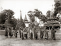 Rangoon Burma Buddhist Monks Alms Procession Pagoda Temple Vtg. Photo 19thC.