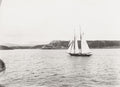 Santiago Cuba Harbour Sailing Boat Schooner Seascape Coastline Vtg. Photo 19thC.
