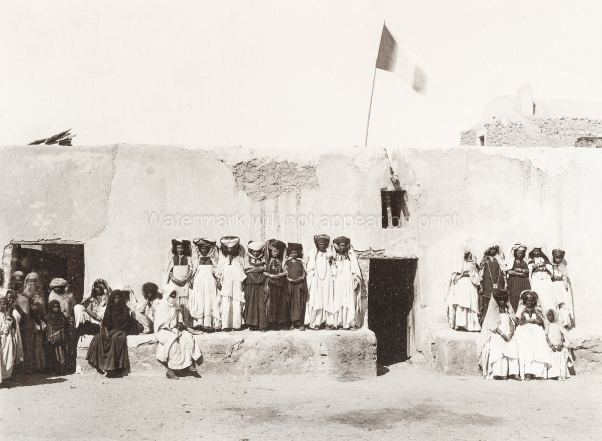 Ouled Nail Women Algeria Group French Flag Traditional Dress Vtg. Photo 19thC.