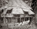 Headhunting Tribe House With Skulls Indigenous People Ritual Vtg. Photo 19thC.