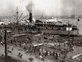 Shanghai China Passenger Ship Harbor Dock Steamer Riverfront Vtg. Photo 19thC.