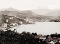 Lugano Italy Lake View Cityscape Alpine Mountains Panorama Vtg. Photo 19thC.