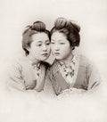 Young Japanese Women Portrait Traditional Kimono Hairstyle Vtg. Photo 19thC.