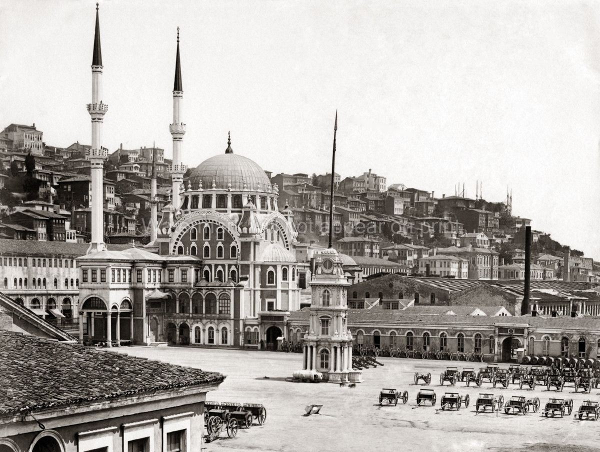Istanbul Turkey Nusretiye Mosque Tophane Cannons Artillery Vtg. Photo 19thC.