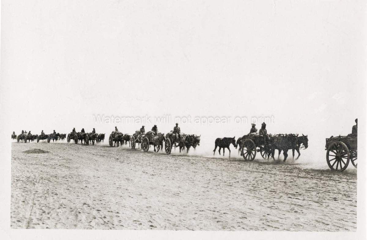 Mesopotamia Iraq Indian Carts Convoy Desert Military WW1 Vtg. Photo