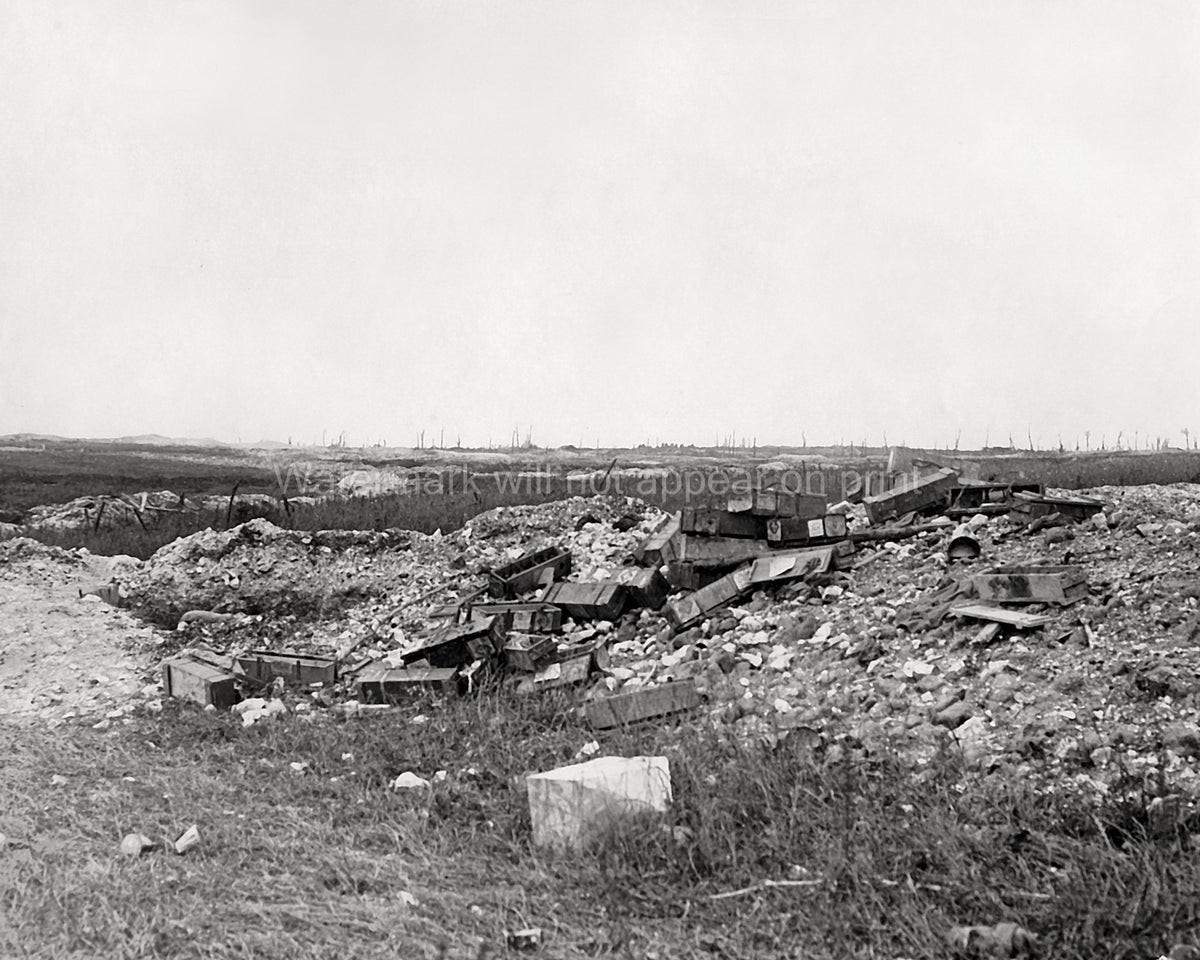 WW1 Montabaun Battlefield Scene Trenches Rubble Destruction Vtg. Photo