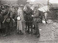 WW1 British French Soldiers Talk Muddy Camp Rifles Vtg. Photo