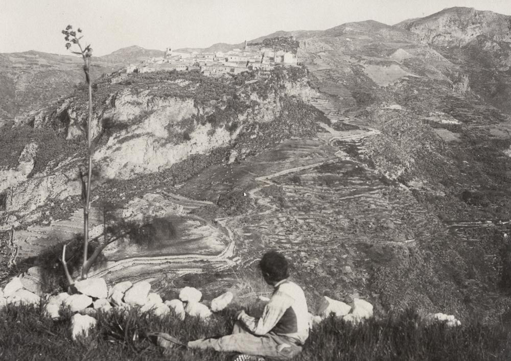 Castelmola Sicily Italy Hilltop Village Mountain Terraces Vtg. Photo Late 19thC.