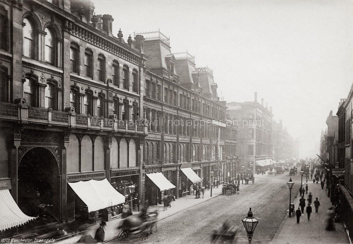Deansgate Manchester Street Scene Victorian Architecture Shops Vtg. Photo 19thC.