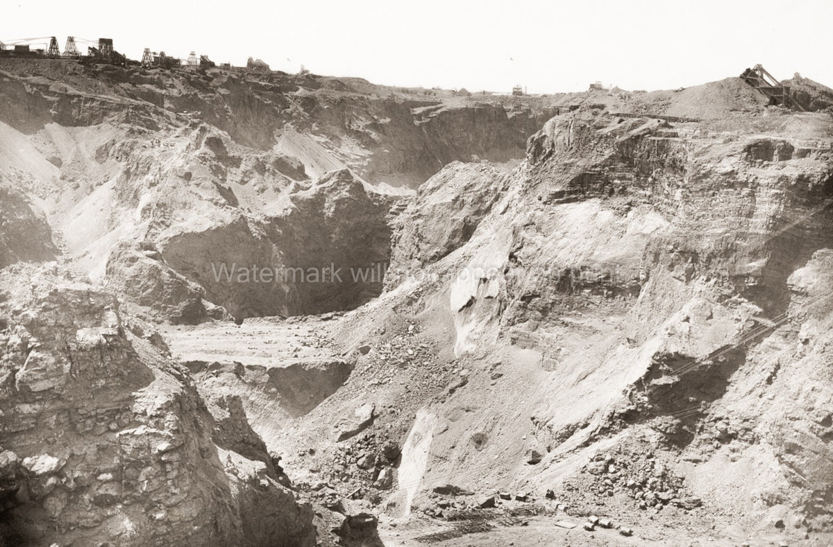 Du Toits-Pan Diamond Mine South Africa Open Pit Excavation Vtg. Photo 19thC.