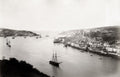 Fowey Cornwall Harbour Estuary Sailing Ships Boats Town Vtg. Photo 19thC.