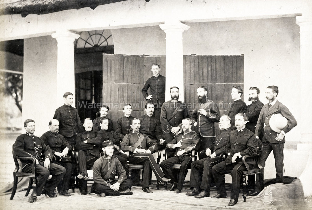 British Army Officers 11th Regiment India Group Portrait Vtg. Photo 19thC.