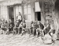 Turkish Men Traditional Dress Smoking Hookah Constantinople Vtg. Photo 19thC.