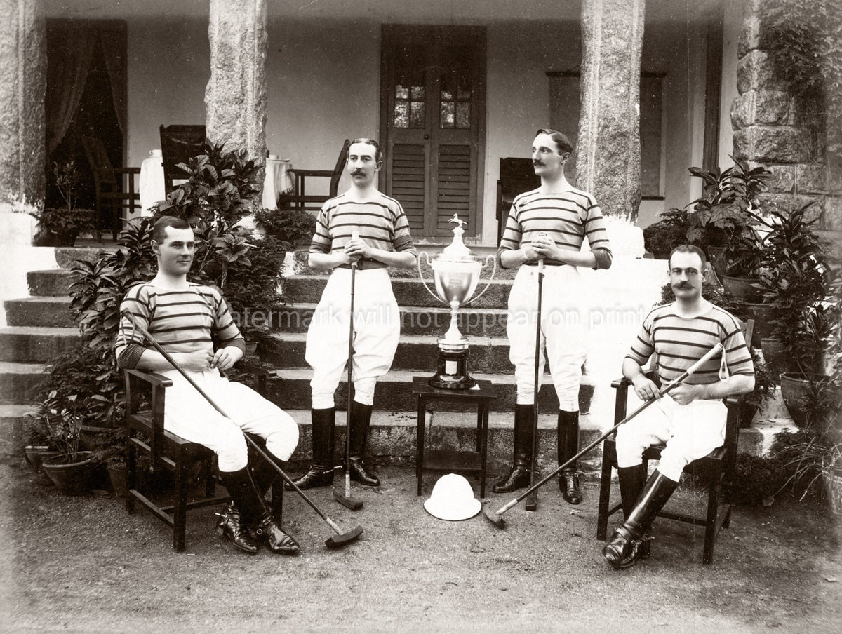 India British Army Officers Polo Team Trophy Mallets Uniforms Vtg. Photo 19thC.