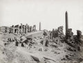 Egypt Karnak Hatshepsut Fallen Obelisk Temple Ruins Vtg. Photo Late 19thC.