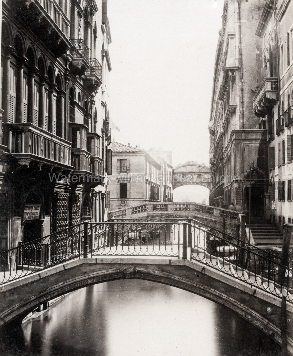 Venice Rio Palazzo Bridge Sighs Canal Gondola Architecture Vtg. Photo 19thC.