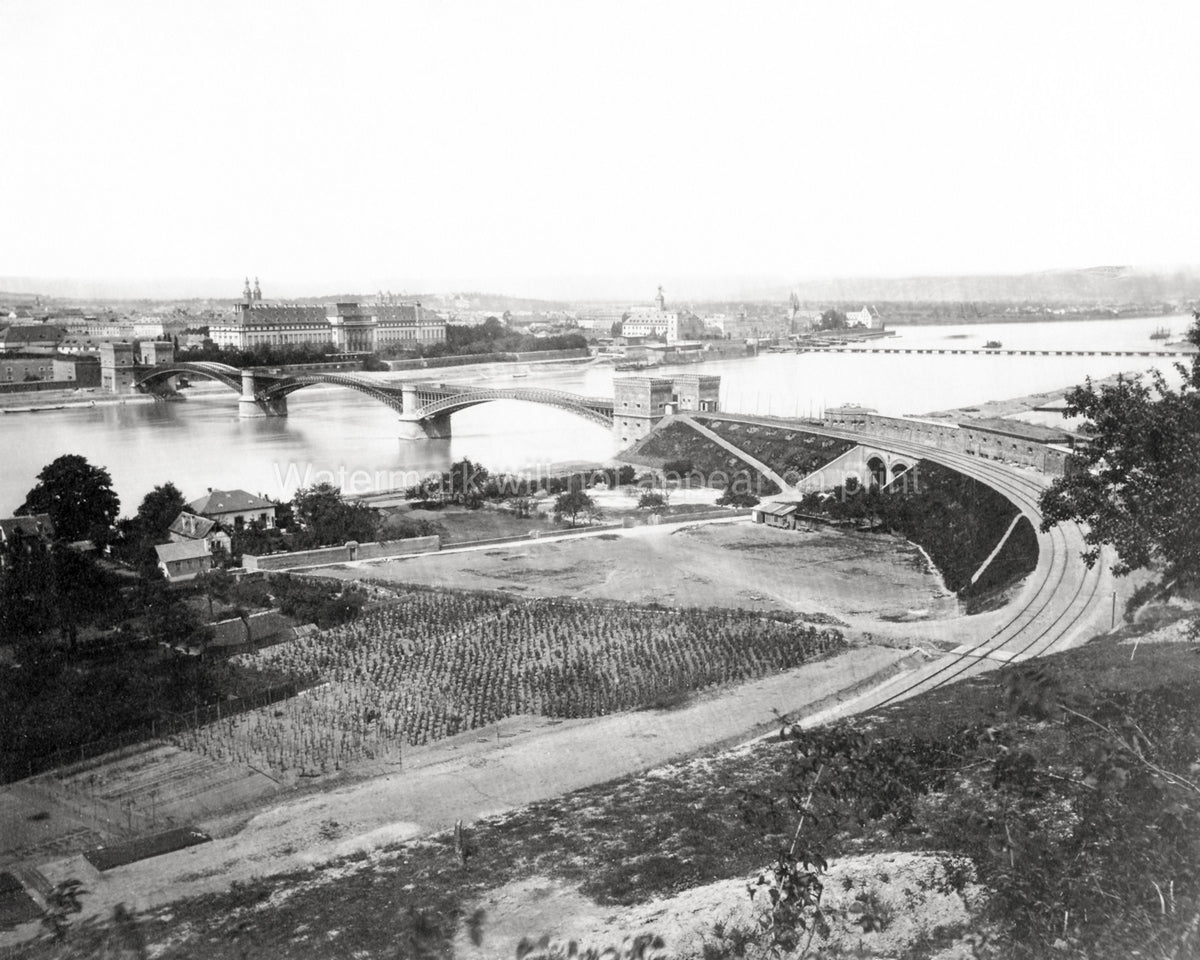 Koblenz Coblenz Germany Rhine Moselle River Bridge Cityscape Vtg. Photo 19thC.