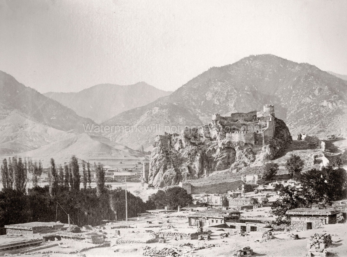 Georgia Atskuri Fortress Caucasus Mountains Medieval Castle Vtg. Photo 19thC.
