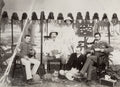 British Army Raj Officers India Group Portrait Tent Pith Vtg. Photo 19thC.