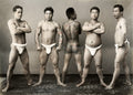 Japanese Sumo Wrestlers Tattoos Tattooing Martial Arts Vtg. Photo 19thC.