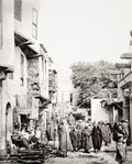 Cairo Egypt Funeral Procession Street Scene Minaret Mourners Vtg. Photo 19thC.
