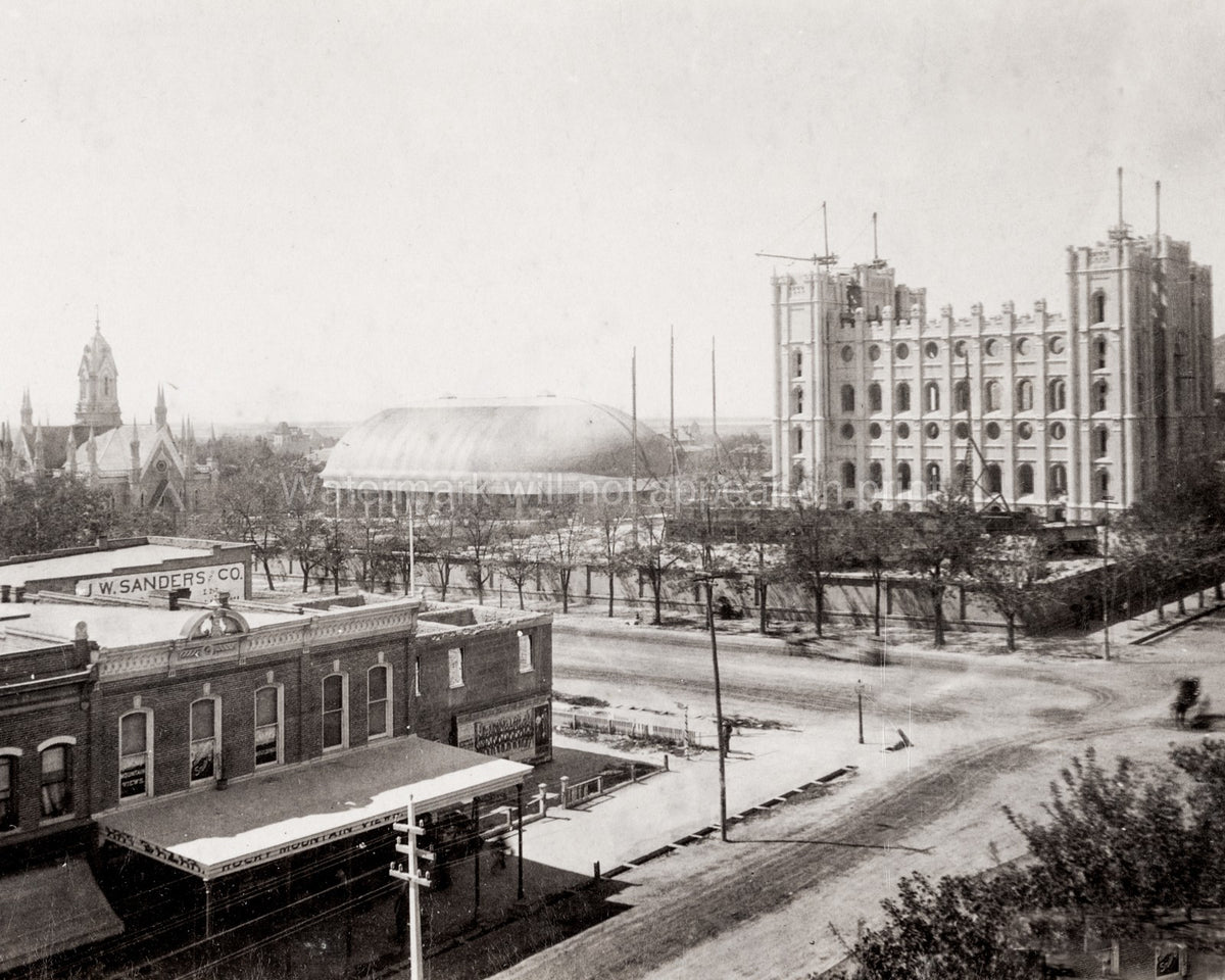 Salt Lake City Utah Mormon Temple Tabernacle Construction Vtg. Photo 19thC.