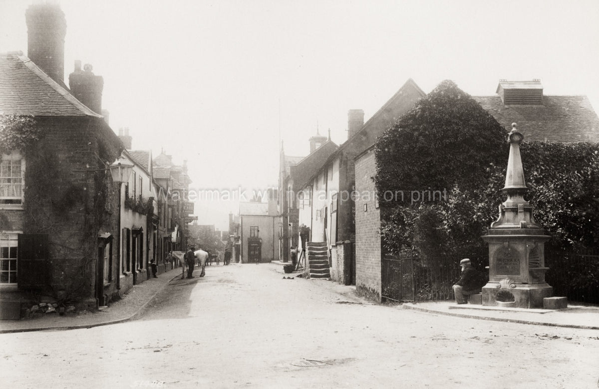 Church Stretton Shropshire Street Scene Market Town Monument Vtg. Photo 19thC.