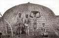 Zulu Family South Africa Tribal Hut Spears Indigenous People Vtg. Photo 19thC.