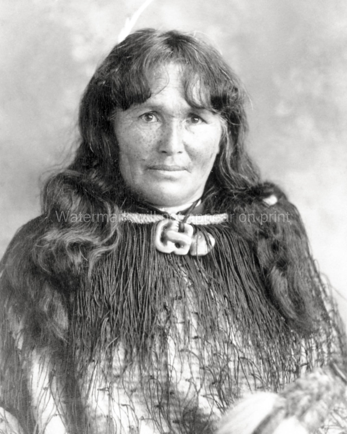New Zealand Maori Woman Portrait Traditional Clothing Vtg. Photo 19thC.
