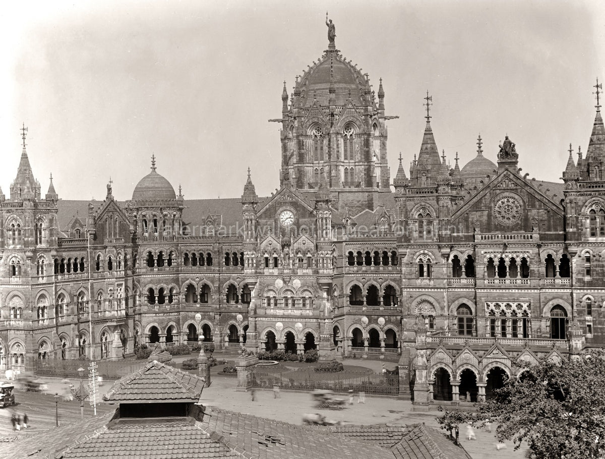 Victoria Terminus Bombay India Railway Station Architecture Vtg. Photo 19thC.