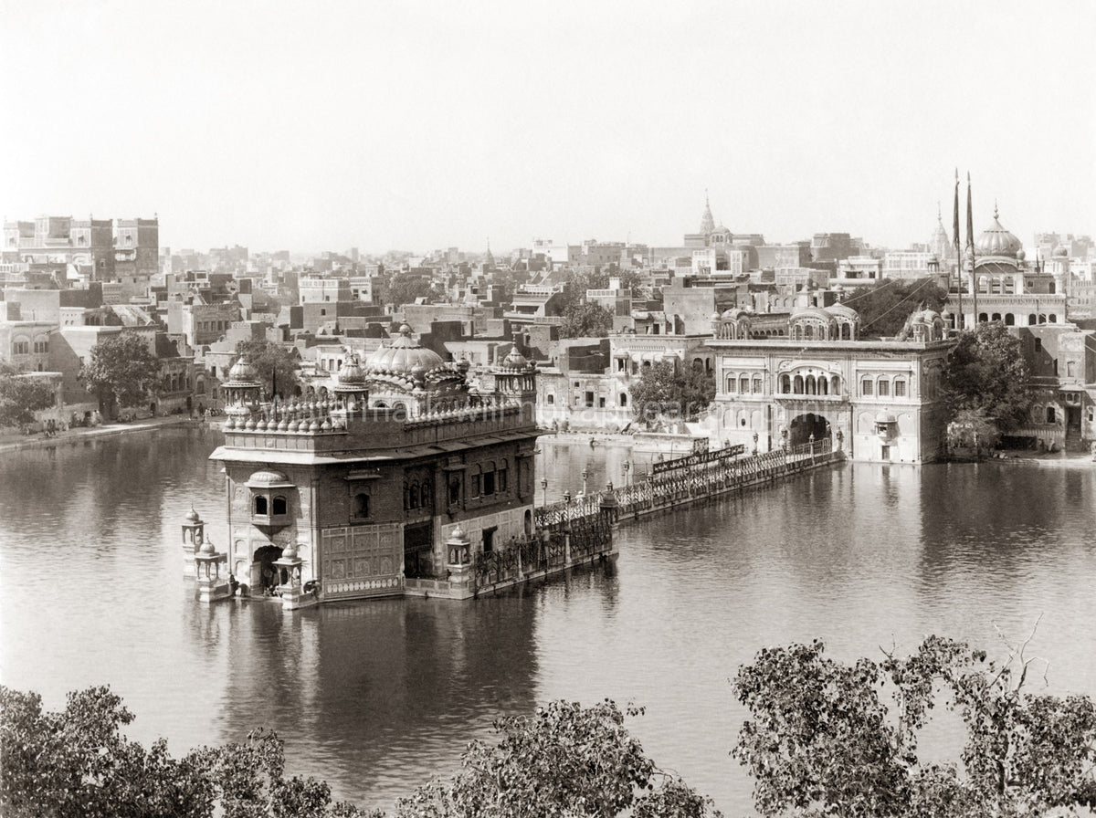 Sikh Golden Temple Amritsar India Gurdwara Sarovar Causeway Vtg. Photo 19thC.