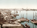 Port Suez Egypt Harbor Ships Boats Docks Commerce Vtg. Photo 19thC.