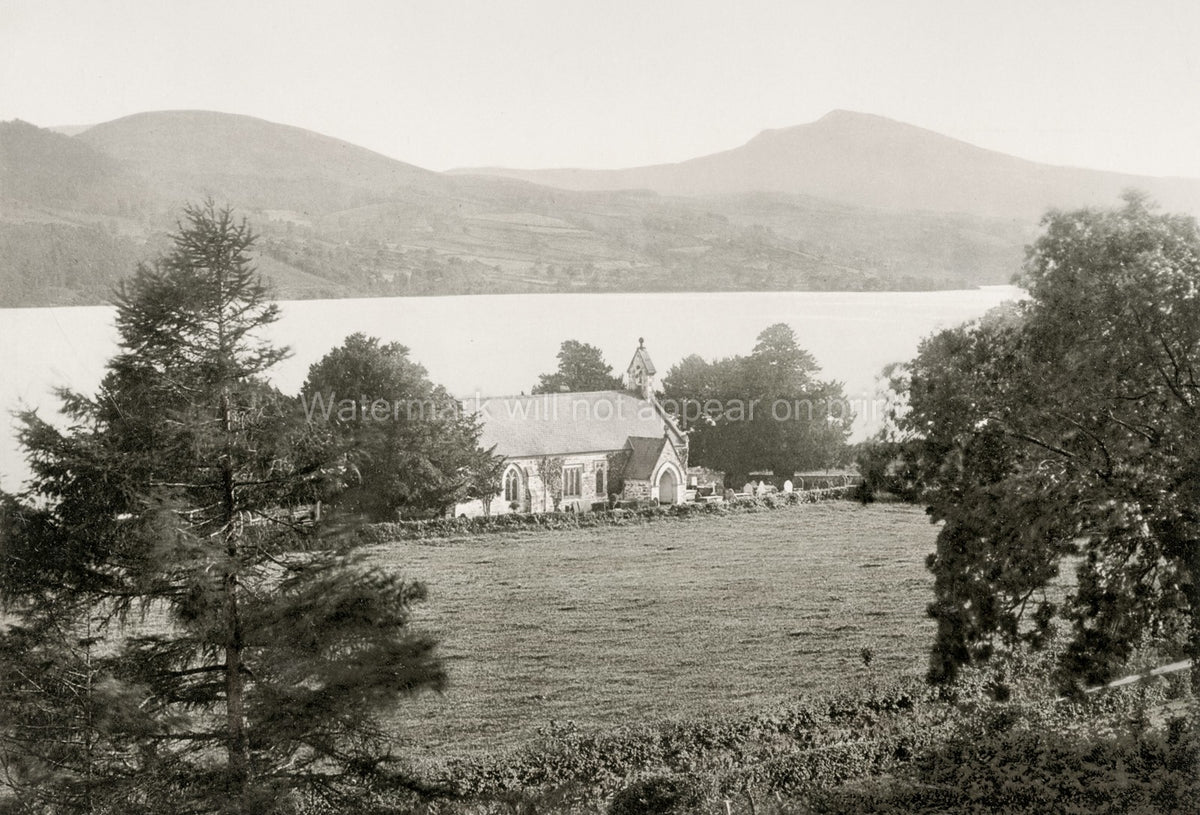 Wales Church Llanycil Bala Lake Llyn Tegid Lakeside Chapel Vtg. Photo 19thC.