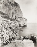 Gibraltar Europa Gun Battery Military Soldiers Coastal Cliffs Vtg. Photo 19thC.