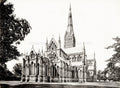 Salisbury Cathedral England Gothic Architecture Spire Church Vtg. Photo 19thC.