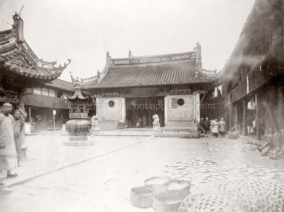 Shanghai China Temple Courtyard Traditional Architecture Vtg. Photo 19thC.