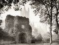Canterbury Cathedral England Gothic Church Ivy Ruin Gatehouse Vtg. Photo 19thC.