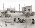 Camels Carts Jama Masjid Delhi India Mosque Repair Vtg. Photo 19thC.