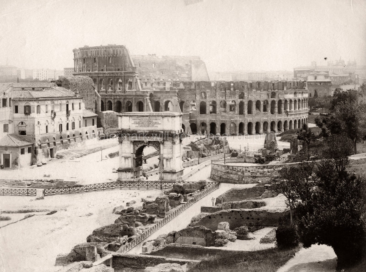 Rome Colosseum & Roman Forum Ancient Ruins Arch Titus Vtg. Photo 19thC.