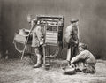China Street Food Vendor Portable Stall Kitchen Men Workers Vtg. Photo 19thC.