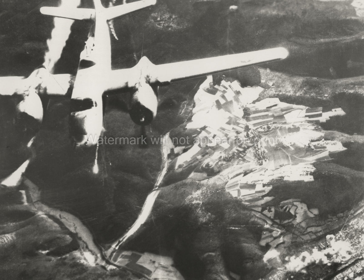9th Airforce Douglas A-26 Invader Engine Fire Aerial Bomber Vtg. Photo WW2