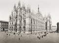 Milan Italy Duomo Cathedral Gothic Architecture Piazza Spires Vtg. Photo 19thC.