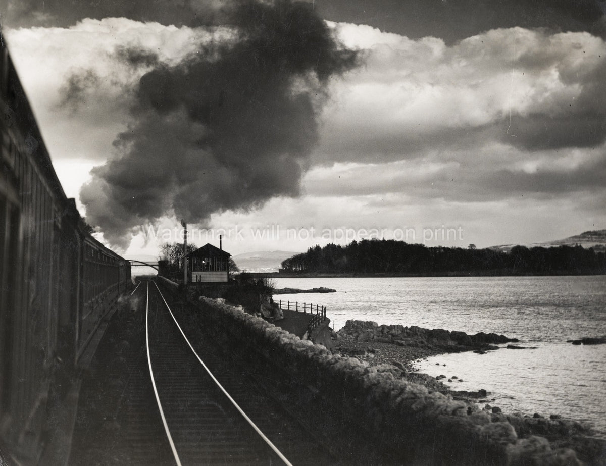 England East Coast Steam Train Railway Locomotive Seascape Vtg. Photo 19thC.