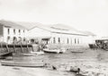 Panama Market Landing Place Waterfront Boats Buildings Docks Vtg. Photo 19thC.